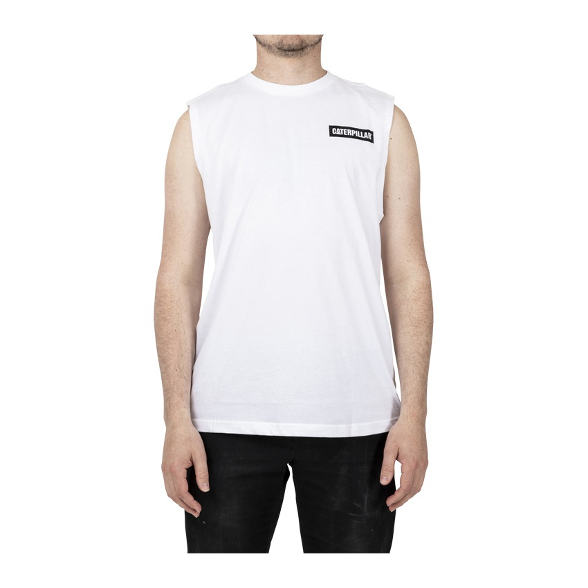 Caterpillar Clothing South Africa - Cat Men's Icon Muscle Tank White BO2458369